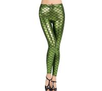Women's Leggings Pants, Stretch Mermaid Fish Scale Print Leggings, Shiny Skinny Disco Metallic Pants, Elastic Dance Yoga Lounge Trousers, Slim Fit Trousers for Dancewear Nightclub Rave Party
