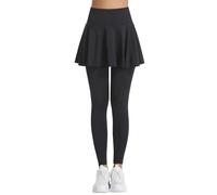 Women's Leggings Skirt Golf Attached Skirt with Leggings Solid Skirted Sporty High Waisted Butt Lifting Tummy Control Running Exercise Tennis Yoga Pants Athletic Ultra Soft Modest Black