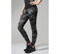 Urban Classics Women's Camouflage Leggings Comfortable Sport Pants, Stretchy Workout Trousers with Military Print, Regular Skinny Fit, Dark Camo, M