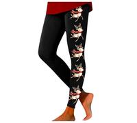 Women's Leggings with Christmas Print Scrunch Butt Sports Trousers High Waist Hip Lift Training Leggings Lightweight Airy Yoga Pants Elastic Sporty Tights Compression Fitness Leggings, O Black, XXL