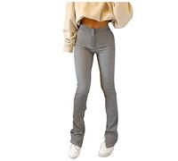 Womens Leggings, Womens Pants Gym Trousers Womens Casual Slim High Waist Super Comfy Flared Split Classic Yoga Pants (Grey, S)