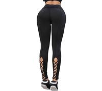 Womens Leggings,Women's Solid Color High Waist Elastic Tight Leggy Hollow Out Gym Nine Point Yoga Pants