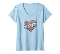 Women's Lehrerin Mit Herz Stolz Motivation V-Neck T-Shirt