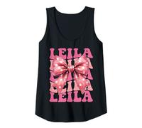 Womens Leila Name Coquette Bow Aesthetic for Women Girls Tank Top