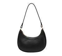 Women's Leisure Fashion Solid Color Contrast One Shoulder Versatile PU Dumpling Bun Shoulder Bag for Women (Black, One Size)