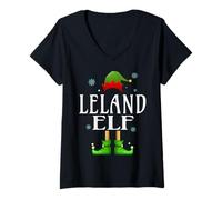Womens Leland Elf Xmas Funny Men's Family Matching Christmas Leland V-Neck T-Shirt