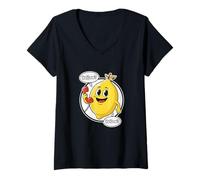 Womens Lemon Answer Phone Yellow Fruit Pun Funny Dad Joke Humor V-Neck T-Shirt
