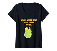 Womens Lemon On A Pear Funny 80s Rock Song Parody Kawaii Fruit Pun V-Neck T-Shirt