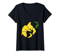 Women's Lemon Shark Tropical Leaf Sharknana V-Neck T-Shirt