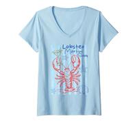 Women's Lemon Squeeze and Lobster Please Coastal Summer Humor V-Neck T-Shirt