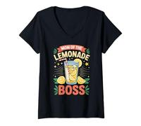 Womens Lemonade Stand Mom of The Lemonade Boss V-Neck T-Shirt