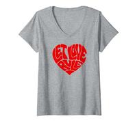 Women's Lenny Kravitz Let Love Rule Red Heart V-Neck T-Shirt