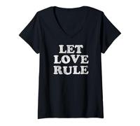 Womens Lenny Kravitz - Let Love Rule Text V-Neck T-Shirt