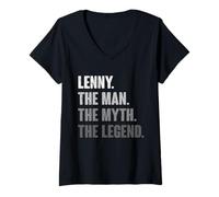 Womens Lenny The Man The Myth The Legend Funny Gift for Lenny V-Neck T-Shirt