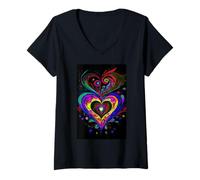 Womens Lenormand Heart Love Oracle Art Design V-Neck T-Shirt
