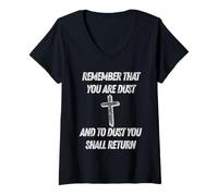 Women's Lent Christian Dust Scripture Cross Remmeber You are Bible V-Neck T-Shirt