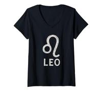 Women's Leo Chalk Zodiac Graphic V-Neck T-Shirt