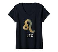 Womens Leo Geometric Zodiac Art V-Neck T-Shirt