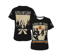 Women's Leon Rock Band Kings T-Shirts Stylish Short Sleeve Summer Tees Multi-Sided Printed Shirt Multicoloured L