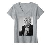 Womens Leonard Bernstein American Conductor by Michael Grecco V-Neck T-Shirt