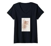 Women's Leonardo da Vinci Self-Portrait Renaissance Painting Artist V-Neck T-Shirt