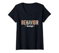 Womens Leopard Behavior Analyst Behavior Teacher for Women Men V-Neck T-Shirt