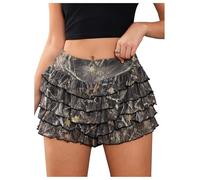 Women's Leopard Cheetah Print Mini Shorts Tiered Layered Y2K Ruffle Shorts Low Waist Bloomers