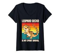 Womens Leopard Gecko Is My Spirit Animal Cute Reptile Lizard V-Neck T-Shirt