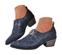 Women's Leopard Print Ankle Boots Silver Buckle Strap Pointed Toe Booties