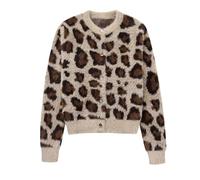 Women's Leopard Print Cardigan - Fluffy Cardigan with Button Placket, Fashionable Animal Print Cardigan for Autumn and Winter, style_d01 beige, L