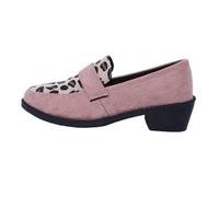 Women's Leopard Print Loafer Chunky Block Heels Pen Loafer Suede Soft Non-Slip Sole occasin Fashion Comfortable Wedge Single Shoe Working Temperament Thick ressy Shoe (Red, 42)