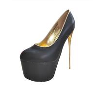 Women's Leopard Print Round Toe Platform Pumps, 19CM High Heels Unisex Plus Size Dress Shoes for Wedding Party Nightclub,Black,6 UK
