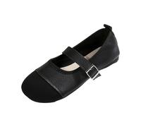Women's Leopard Print Strap Mary Jane Flat Size 7.5 Sale Clearance Round Toe PU Leather Ballerina Shoes Black Footwear