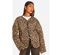 Womens Leopard Tie Detail Padded Jacket - Multi - 10, Multi