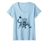 Women's Leopard Wild-Cat Jaguar Wildlife V-Neck T-Shirt
