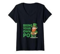 Women's Leprechaun Coffers Bring Your Own Pot V-Neck T-Shirt