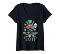 Womens Leprechauns Made Me Do It Birthday St. Patricks Day Irish V-Neck T-Shirt