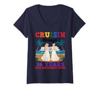 Women's Lesbian 36th Anniversary Cruising Through 36 Years Marriage V-Neck T-Shirt