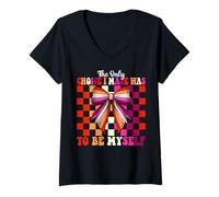 Womens Lesbian Pride Flag The Only Choice I Made Was To Be Myself V-Neck T-Shirt