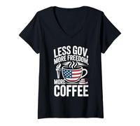 Women's Less Gov More Freedom More Coffee Small Government Student V-Neck T-Shirt