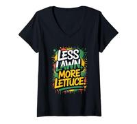 Womens Less Lawn More Lettuce Backyard Garden Movement V-Neck T-Shirt