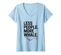 Women's Less People More Whale V-Neck T-Shirt
