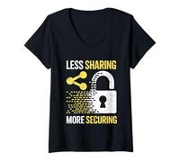 Women's Less Sharing More Securing Data Privacy Cybersecurity V-Neck T-Shirt