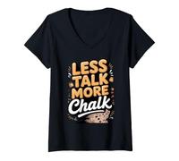 Women's Less Talk More Chalk Bouldering Rock Climbing V-Neck T-Shirt