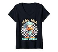 Women's Less Talk More Coffee Duck V-Neck T-Shirt