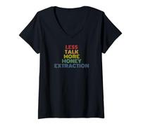 Women's Less Talk More Honey Extraction Pollinator Retro Beekeeper V-Neck T-Shirt