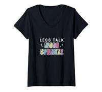 Women's Less Talk More Sparkle Diamond Painting DIY Craft Humor V-Neck T-Shirt