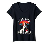 Women's Less Talk More Walk - Hiking Motivation & Outdoor Mindset V-Neck T-Shirt