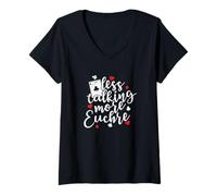 Women's Less Talking More Euchre Deck of Cards V-Neck T-Shirt