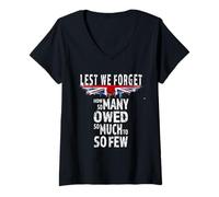 Womens Lest We Forget How So Many Owed So Much to So Few Patriotic V-Neck T-Shirt